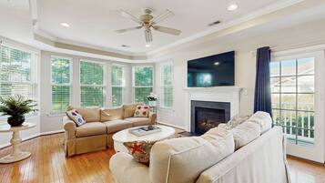 TV, fireplace, table tennis