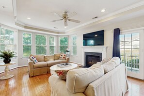 TV, fireplace, table tennis