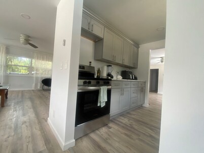 Secluded 2- family house with large yard with tall trees, and swimming pool