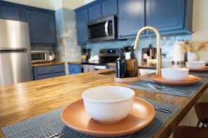 Bungalow, Garden View | Private kitchen | Coffee/tea maker, dining tables - New Meets Nostalgic- Cottage Sleeps 8 (Savannah)