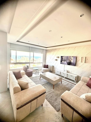 Apartment, 3 Bedrooms, Accessible, Smoking | Living room - Luxury Stay With Panoramic Sea Views, Tourist Zone (Sousse)