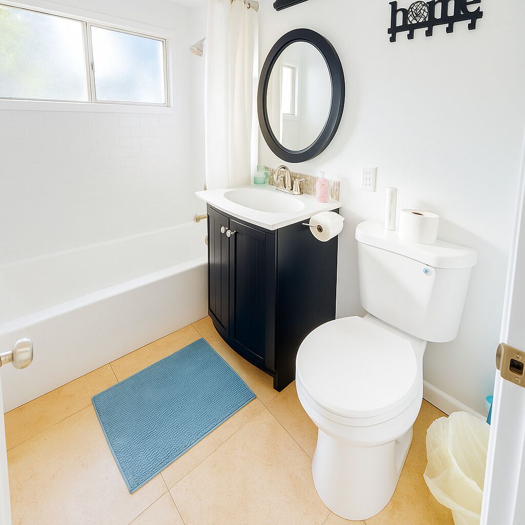 Shower, towels, soap, toilet paper