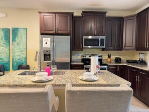 Fridge, microwave, oven, dishwasher