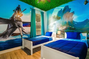 4 bedrooms, desk, iron/ironing board, travel cot