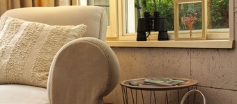 Loving retreat in greenery.