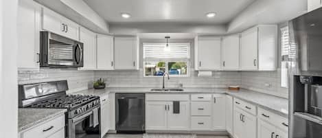 Microwave, oven, stovetop, dishwasher