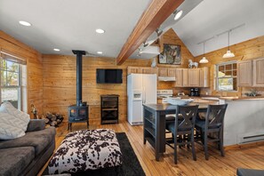 Televisión y chimenea 