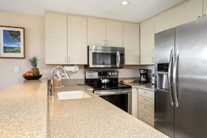 Fridge, microwave, oven, dishwasher