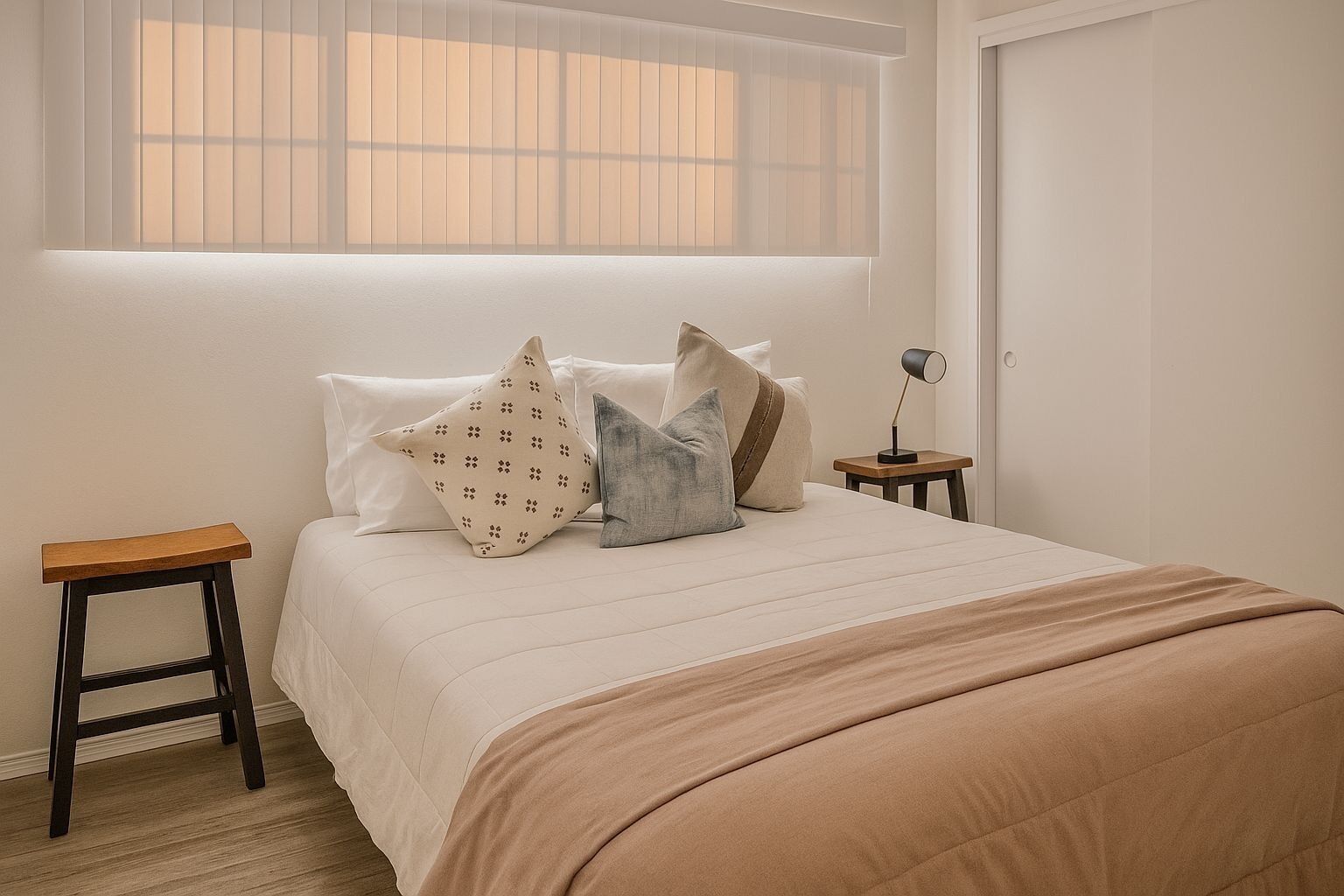 2 bedrooms, iron/ironing board, internet, bed sheets