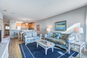 TV, offices - Bright and spacious condo with beach & ocean views, pool, basketball & balcony (Isle of Palms)