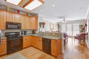 Fridge, microwave, oven, stovetop - Second-level beachfront villa w/ shared pool, ocean views, & balcony (Folly Beach)
