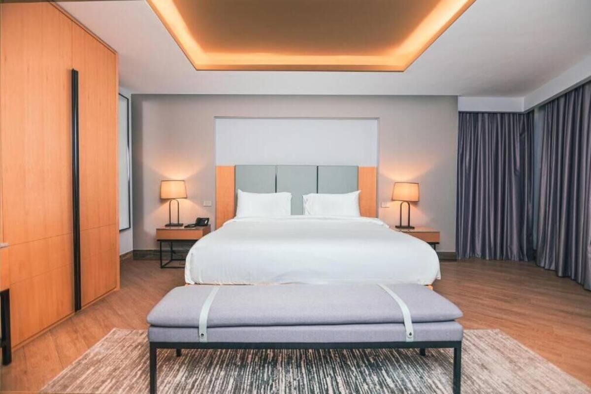 Kamar Double untuk 1 Orang, balkon, pemandangan kota | Brankas, ruang kerja ramah laptop, kedap suara, dan Wi-Fi gratis