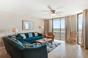 TV, offices - Oceanfront villa steps from the beach w/private balcony & shared pool (Folly Beach)