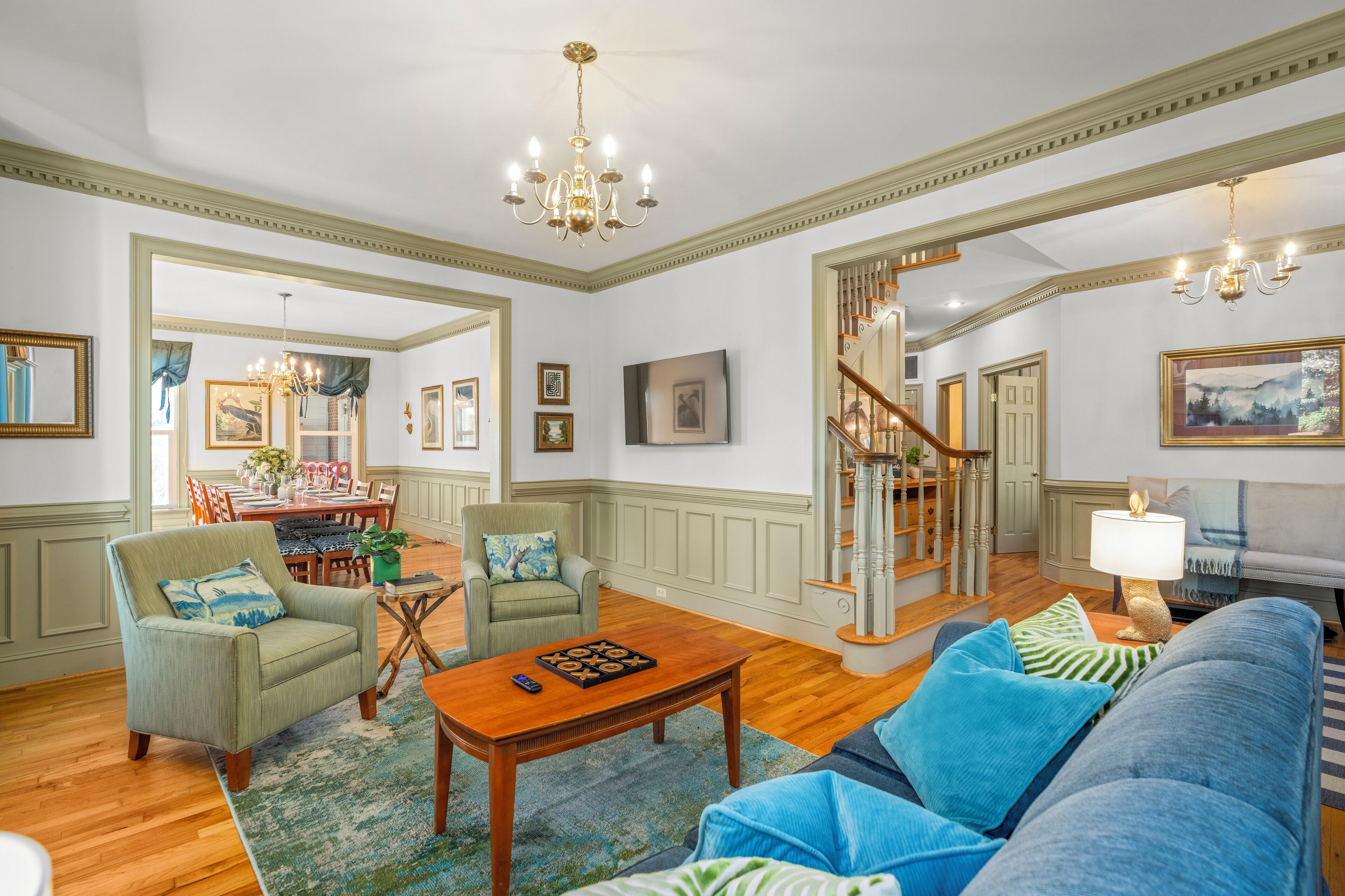 Smart TV, fireplace, video games, foosball