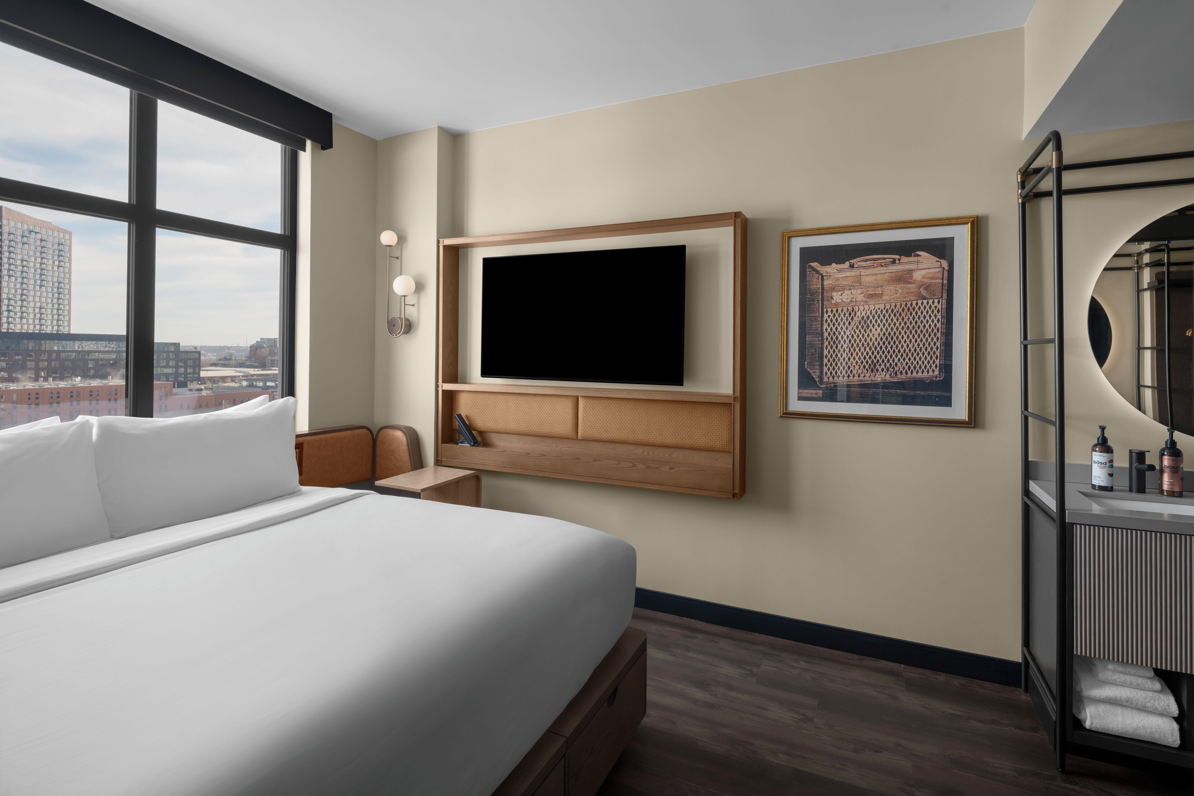 Room, 1 King Bed (Compact, Roll-In Shower) | In-room safe, laptop workspace, blackout drapes, free WiFi