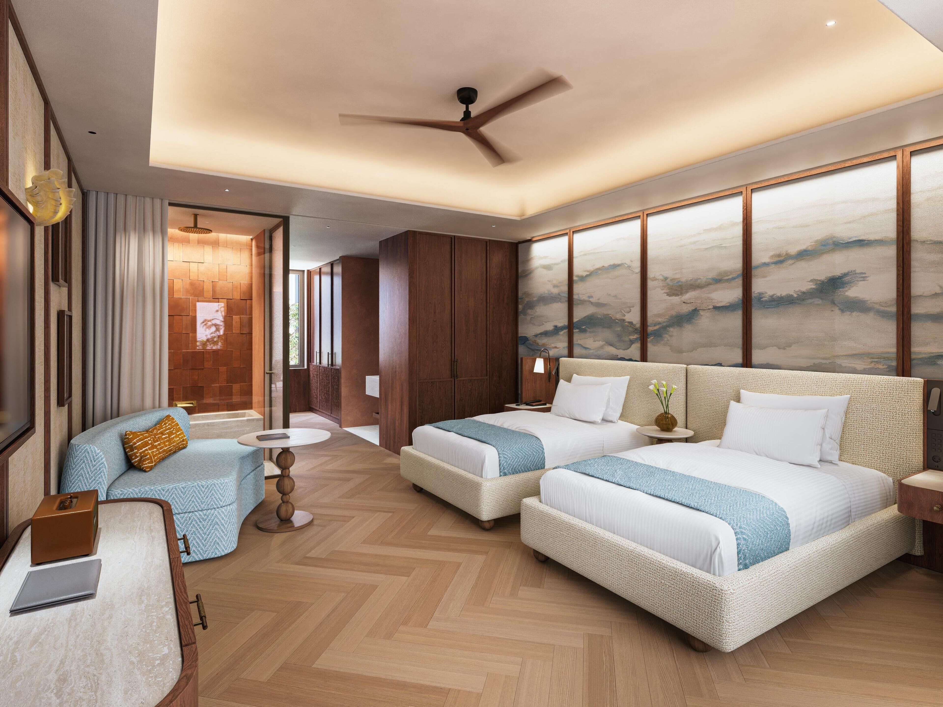 غرفة واسعة - سريران فرديان منفصلان - بمنظر للبحر (Deluxe, Pool) | واي فاي مجانًا