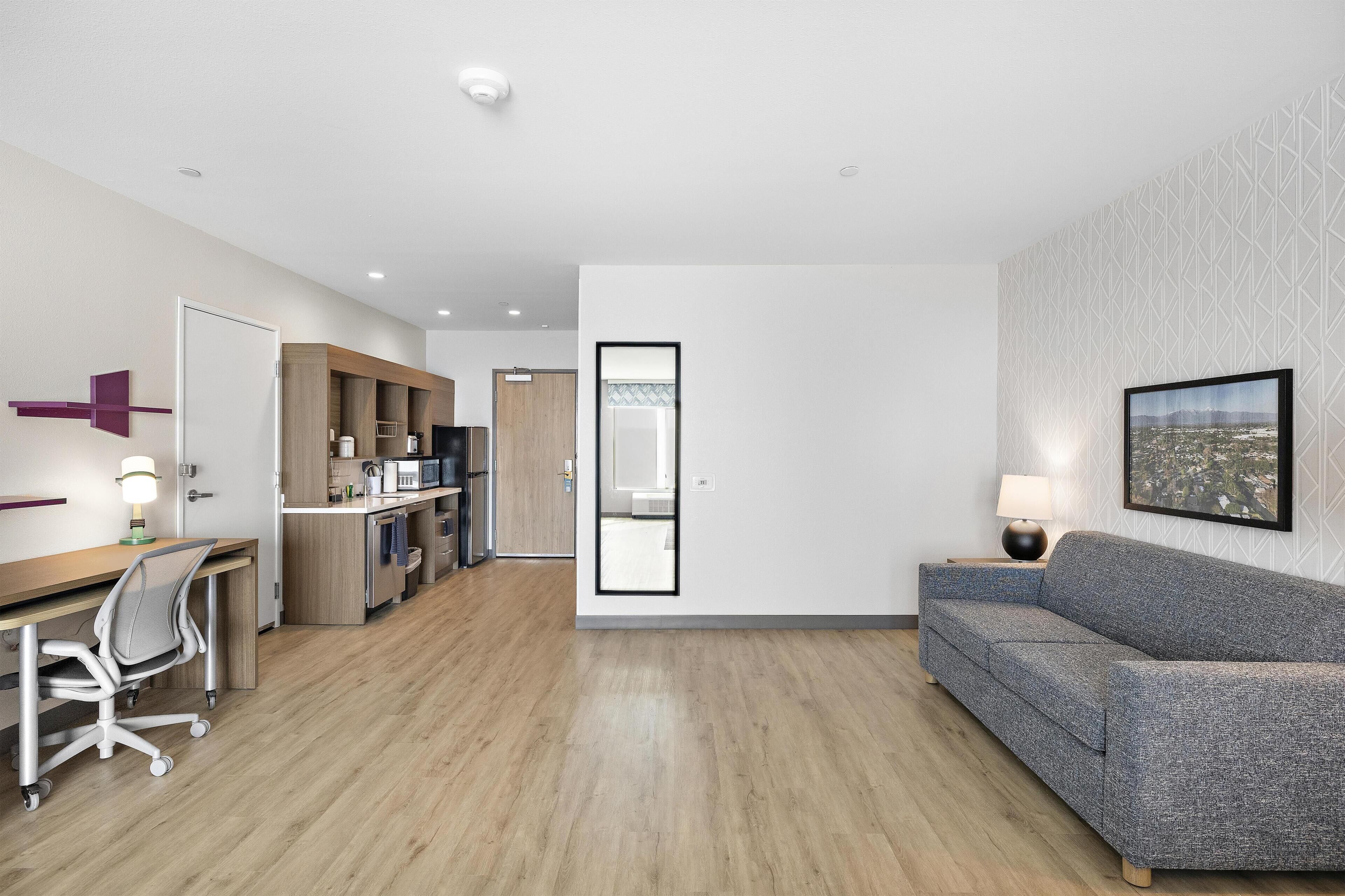 Studio, 1 King Bed, Accessible, Bathtub (Mobility & Hearing) | Living area | 55-inch LED TV with cable channels, Netflix, Hulu