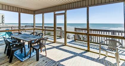 Oceanfront home with private beach access, screened porch & large deck