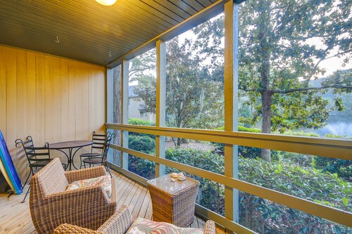 Comfortable ground-floor condo with enclosed patio, washer/dryer, & AC