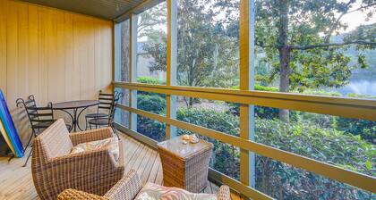 Comfortable ground-floor condo with enclosed patio, washer/dryer, & AC