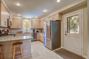 Fridge, microwave, oven, stovetop - Restful beach home w/ large screen porch and open deck - easy walk to beach (Isle of Palms)