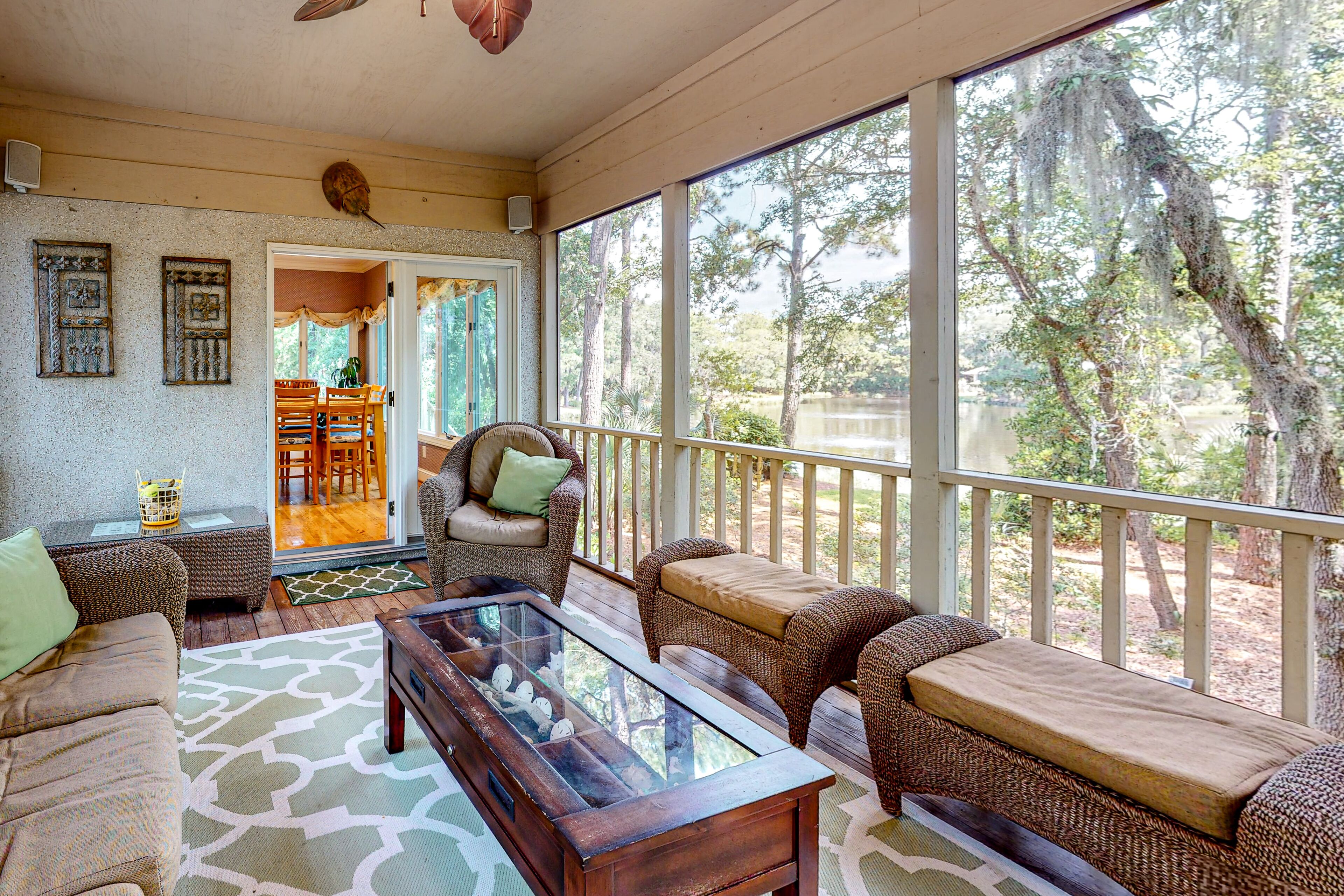 TV, DVD player, books, stereo