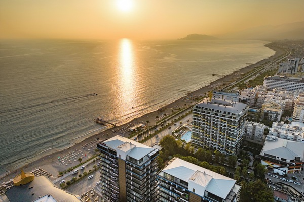 Unique location directly on the Coastline of the sea during sunset