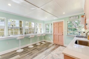 Fridge, microwave, oven, stovetop - Colorful home steps to beach with patio, grill, WiFi, central AC, & W/D (Folly Beach)