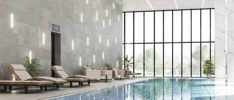 Una piscina techada, 2 piscinas al aire libre