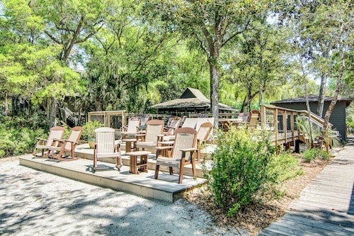 Dog-friendly home with deck, grill & pool - easy walk to beach, dining & shops