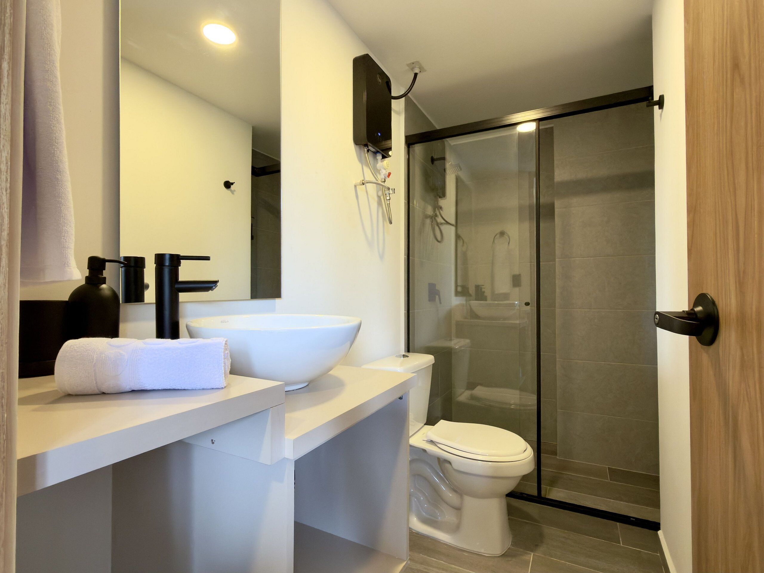 Apartamento clásico | Baño | Ducha, toallas, jabón y papel higiénico