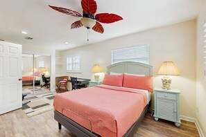 2 bedrooms, desk, WiFi, bed sheets