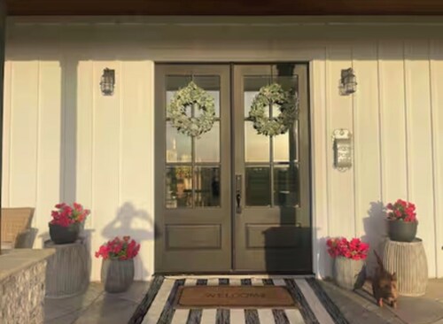 Modern farmhouse with a pool