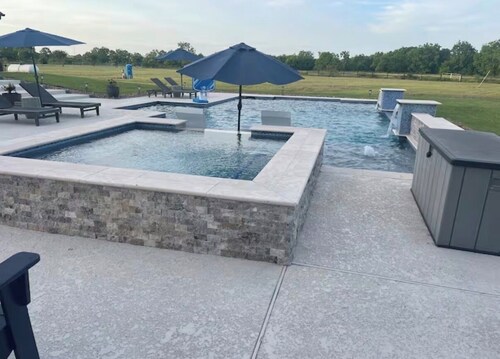 Modern farmhouse with a pool