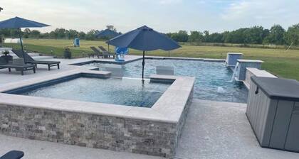 Modern farmhouse with a pool