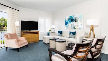 Villa, 3 Bedrooms, Kitchen, Garden View | Living area | 50-inch Smart TV with cable channels, DVD player