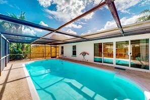Pool - Coastal home with pool lanai patio and fireplace (Seminole)