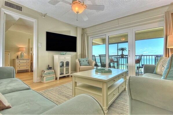 TV - Peaceful beachfront escape w/private balcony, heated pool, pool spa, BBQ grills (Madeira Beach)