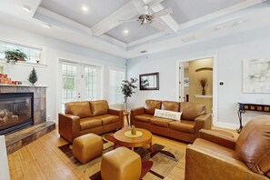 TV, fireplace, offices