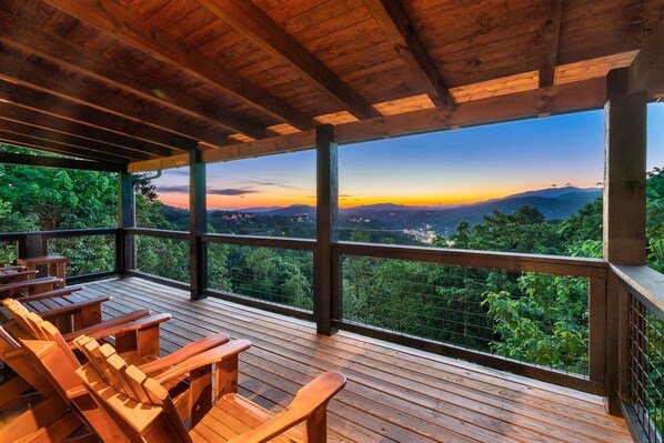 Picturesque views of downtown Gatlinburg and the great smoky mountains. Just picture yourself with your morning coffee or glass of wine enjoying these sights after a great day exploring the city!