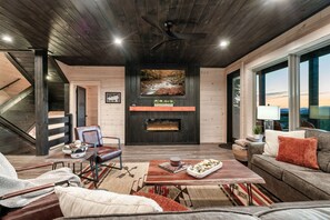 Smart TV, fireplace, video games