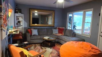 Smart TV, DVD player, books, video library