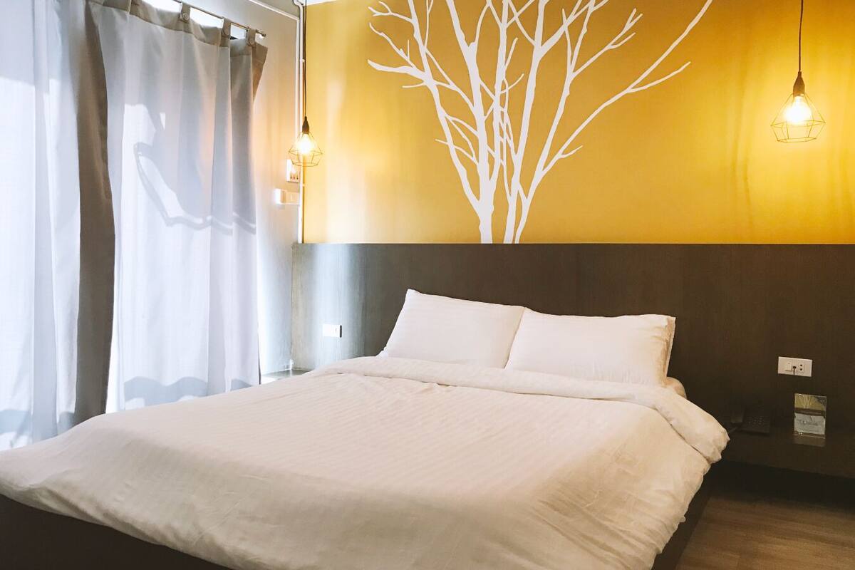 Standard Double Room, Balcony, City View | Desk, laptop workspace, WiFi (free), bed sheets