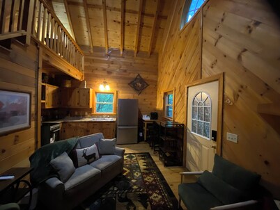 Just a short Walk into Helen, Georgia, our amazing two cabins on a hill!