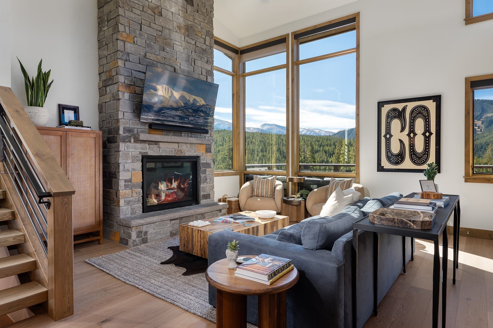 Smart TV, fireplace, video games