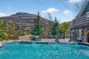 Outdoor dining - Luxury 7BR Ski Retreat Near Hunter & Windham w/ Hot Tub & Epic Mountain Views (Hunter)