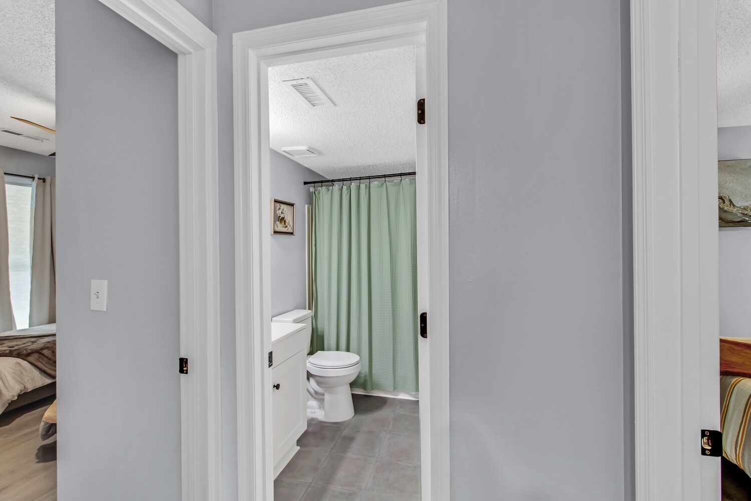 Hair dryer, towels, toilet paper