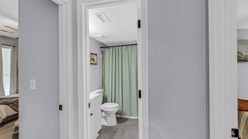 Hair dryer, towels, toilet paper