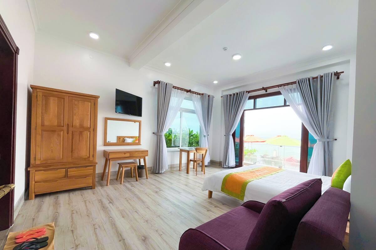 Desk, blackout curtains, soundproofing, iron/ironing board