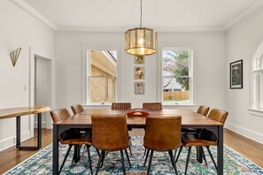 Dining - Walk to The Square | Grand Historic Manor Spacious 5 Bedroom 5 Bath | Near TXST, UFCU Stadium, River (San Marcos)
